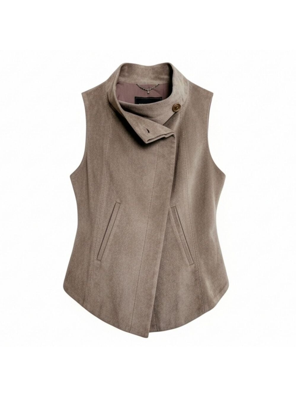 BCBG MaxAzria Sima Khaki Faux Suede Vest | Size Small - Picture 3 of 9